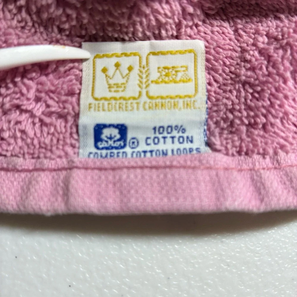 Vintage Fieldcrest Cannon Mauve Pink Cotton Towel Set 4 Bath 2 Hand Towels